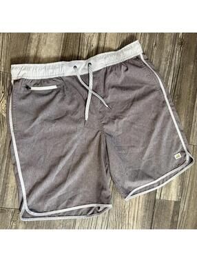 Vuori Banks Shorts Men L Java Linen Texture Performance Stretch Unlined